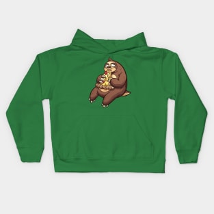 Sloth Eating Pizza Kids Hoodie